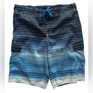 Hang Ten Men’s Striped Blue Ombre Board Shorts